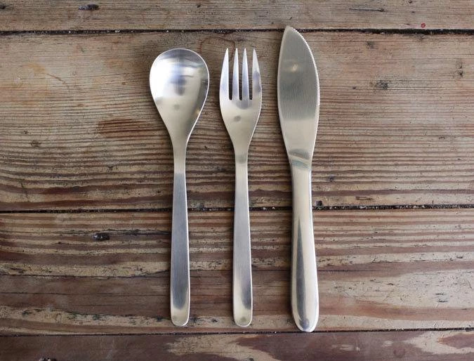 Sori Yanagi Design Stainless Steel Dinner 1P Setting (K,F,S 3p)