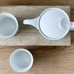 Hakusan Porcelain Linen Line Tea Set White (3pcs)