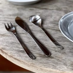 Dining & Tableware Sori Yanagi Design Stainless Steel Table 6P Setting (K,F,S 18p)