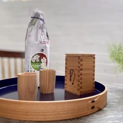 Odate Kougei Sha Sake Bottle & Cup Akita-sugi(Cedar) Wooden Sake Set (3pcs)