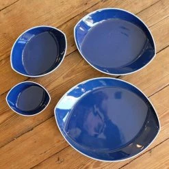 Hakusan Porcelain Leaves Plate Set (4pcs) Blue Dining & Tableware