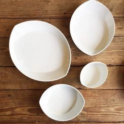 Hakusan Porcelain Dining & Tableware Leaves Plate Set(4pcs) White