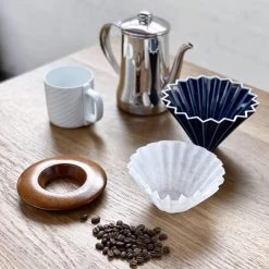 Sato Beni Shouten Origami Dripper (M) Navy W/ Wooden Stand Kitchen