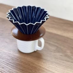 Sato Beni Shouten Origami Dripper (M) Navy W/ Wooden Stand Kitchen