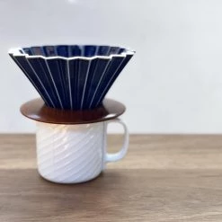 Sato Beni Shouten Origami Dripper (M) Navy W/ Wooden Stand Kitchen