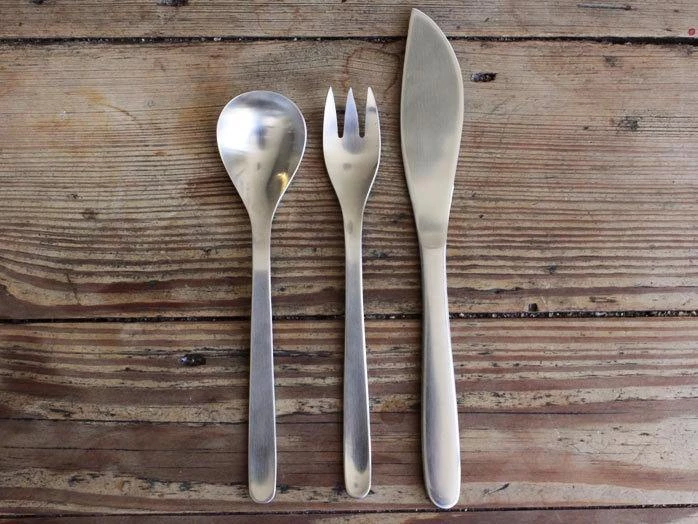 Sori Yanagi Design Stainless Steel Table 1P Setting (K,F,S 3p)