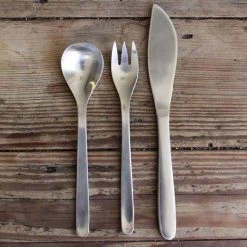 Dining & Tableware Sori Yanagi Design Stainless Steel Table 6P Setting (K,F,S 18p)