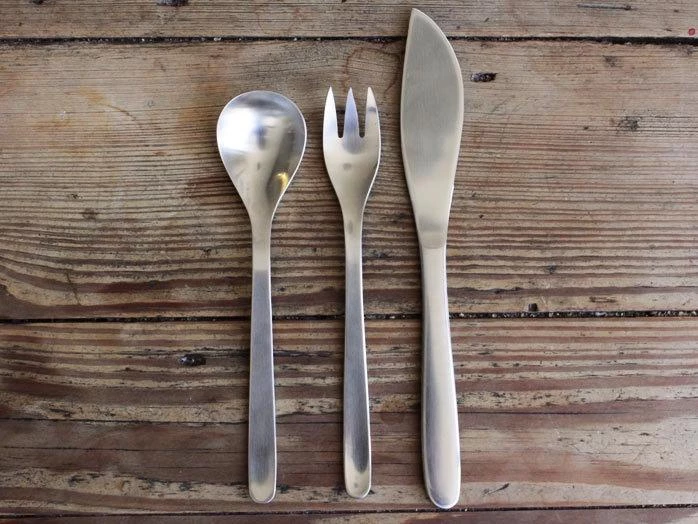 Dining & Tableware Sori Yanagi Design Stainless Steel Table 6P Setting (K,F,S 18p)