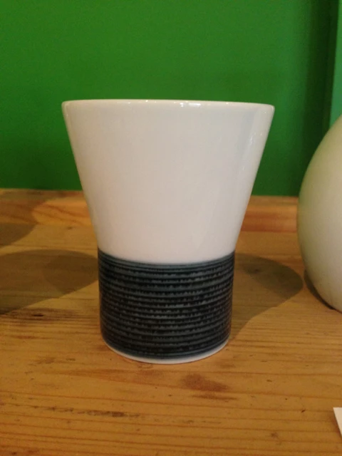 Hakusan Porcelain Linen Line Sake Cup Indigo Dining & Tableware