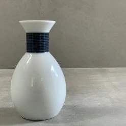 Hakusan Porcelain Dining & Tableware Linen Line Sake Bottle Indigo