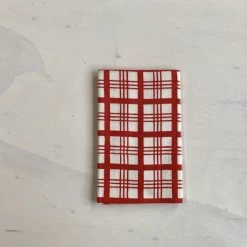 Kamawanu Tenugui - Red Check "Mimasu-Koshi"