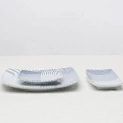 Hakusan Porcelain Stripes Plate Square 16.5cm