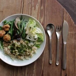 Dining & Tableware Sori Yanagi Design Stainless Steel Table 6P Setting (K,F,S 18p)